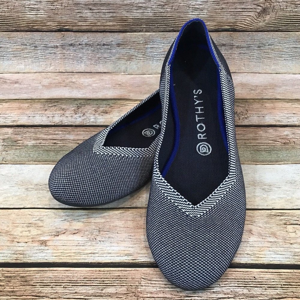 Rothys Size 9.5 The Flat Retired Birdseye Herringbone Round Toe Ballet Flat